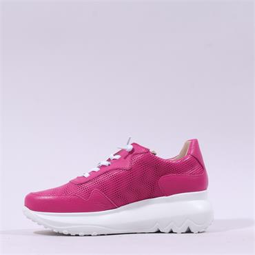 Wonders Ultrafly Bungee Wedge Trainer - Fuchsia Leather